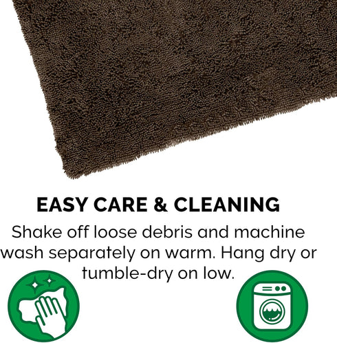 Furhaven 60" x 30" Highly Absorbent Runner Door Mat for Muddy Paws, 100% Washable Chenille Shammy Rug - Brown,