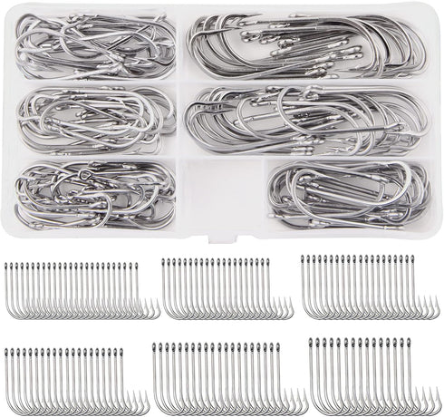 Saltwater Fishing Hooks Set, Stainless Steel O'Shaughnessy Forged Long Shank Hooks for Saltwater Freshwater