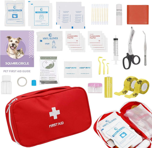 Pet Emergency Kit - First Aid Kit for Dogs and Cats, Travel Accessories for Home, Camping, and Hiking