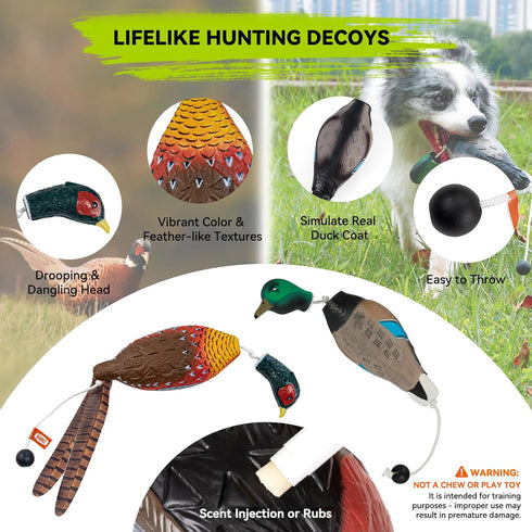 GearOZ Dummy, Duck Mimics Dead Duck Bumper for Gun Dog Training Scent Waterfowl Hunting Retriever, Outdoor Mallard