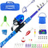 Kids Fishing Pole, Portable Telescopic Fishing Rod and Reel Combo Kit with Tackle Box, Best for Youth