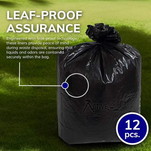 12PK 5 1.2ml ActiveDogs Dog Poop Bucket Bags - Heavy Duty Gallon Poop Bags for Dogs Waste Removal Trash Can, Bucket