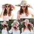 Summer Wide Brim Beach Hats for Women, Anti-UV Flower Floppy Foldable Roll Up Cap