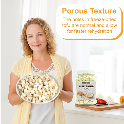 5.29oz 1cm Freeze Dried Tofu Cubes Bite-Sized High Protein Dehydrated Tofu Instant Vegan Food for Ramen Toppings, Miso