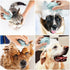 Dog Cat Bath Brush Comb - Silicone Rubber Grooming Brush with Soft Shampoo Dispenser (Blue Paw Shape)