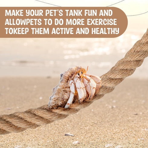 Hermit Crab Toys, 23.6 Inch Climbing Jute Rope Ladder with Hooks, Reptile Tank Accessories for Hermit Crab Lizards