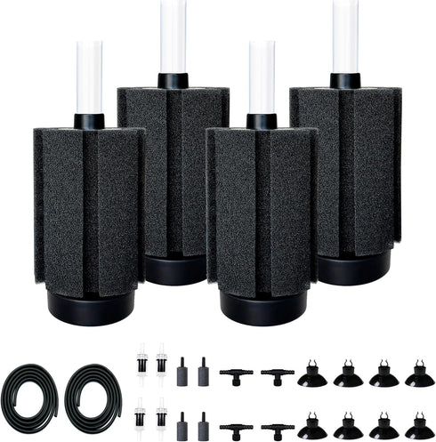DVHEY 4Pcs Aquarium Sponge Filter 40 Gallon, Sponge Filter 50Gal with Airstone Breeding