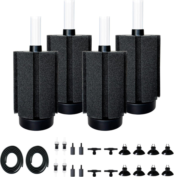 DVHEY 4Pcs Aquarium Sponge Filter 40 Gallon, Sponge Filter 50Gal with Airstone Breeding