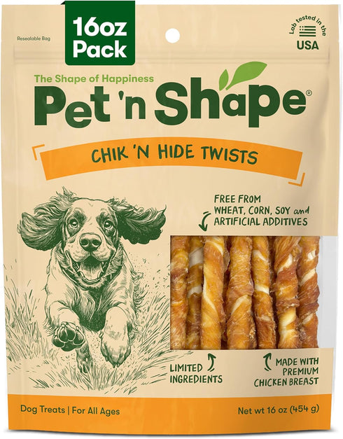 Pet 'n Shape Chik 'n Hide Twists Chicken Wrapped Rawhide Natural Dog