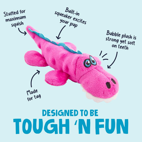 goDog Just For Me Gators Mini Plush Dog Toy - Tough and Squeaky