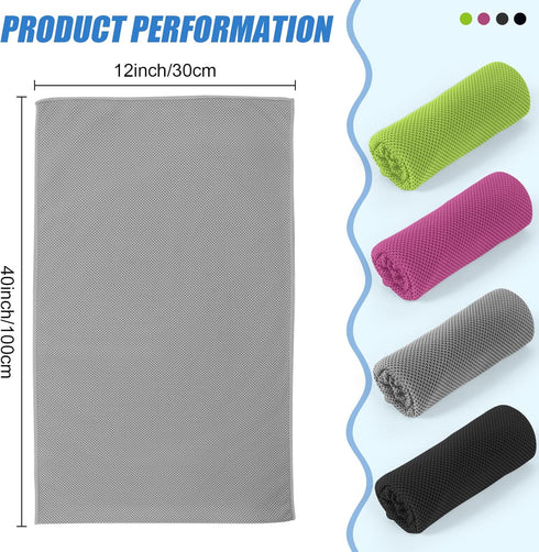 NUOYEE 4 Pack (Multicolor-03) Cooling Towel for Neck and Face,Ice Towel for Hiking Camping Riding Tennis Yoga Fitness