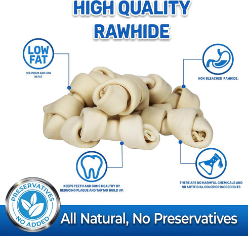 PET MAGASIN Natural Rawhide Bones Chewing Dog Treats, 10-Pack (Small (4-5 Inch))