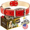ADITYNA Heavy-Duty Premium Red Leather Dog Collar for Large Dogs - Padded for Walking, Training, Playing