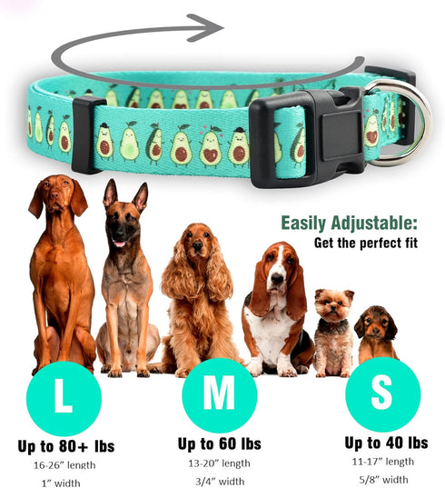 Native Pup Flower Dog Collar, Adjustable Small Medium Large, Pink Floral Blue Daisy Rose (Large, Avocado)