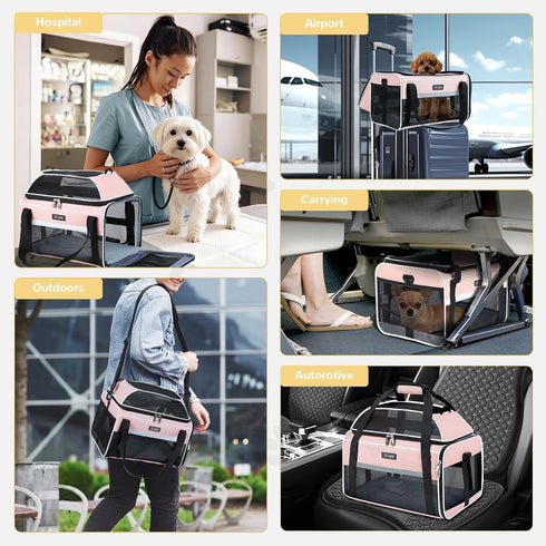 17x11x9.5 Inch 12lbs Lekereise Top-Expandable Pet Carrier Alaska Hawaiian Airline Approved Soft Sided Underseat