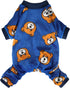 Fitwarm Cute Bear Dog Pajamas | Fleece Pet Onesie for Small Dogs, Royal Blue & Brown, XXL
