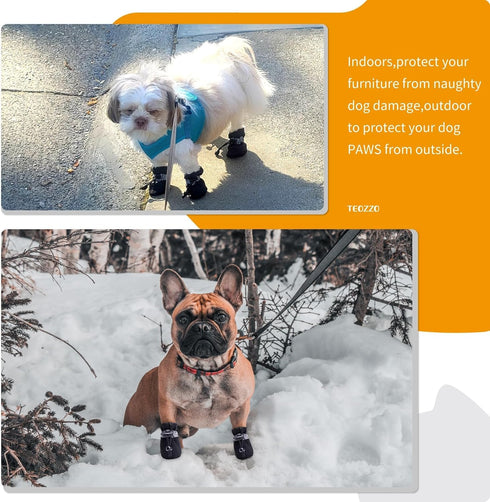 Dog Shoes for Hot Pavement, Anti-Slip Sole Summer Booties with Reflective Straps for Small Medium Dogs 4PCS Black
