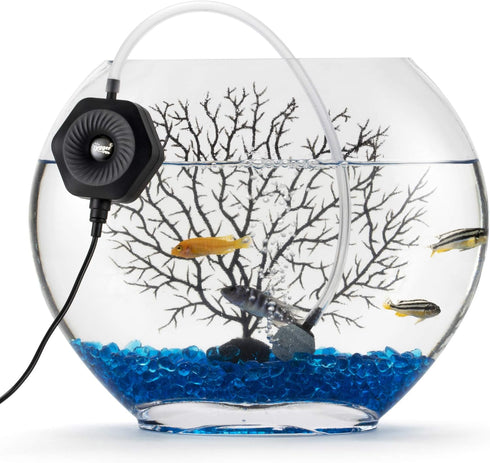 hygger Quiet Mini Aquarium Air Pump - Betta Fish Tank Bubbler with Air Stone Tubing for 0.5-15 Gal Fish Bowl