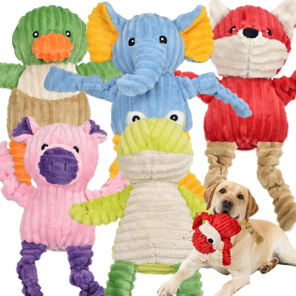 LECHONG 5 Pack Tough Dog Toys Stuffed Squeaky Dog Toys Assortment Plush