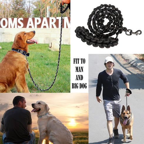 Dog Leash Metal Leashes with Pet Collar, Heavy Duty Anti Bite Chain Rope Hook for Medium and Large Dogs