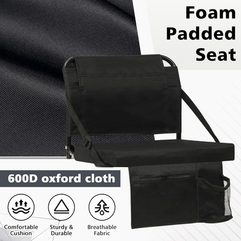 Stadium Seats for Bleachers - Soft Cushion with Back Support, Includes Cup Holder & Zipper Pocket