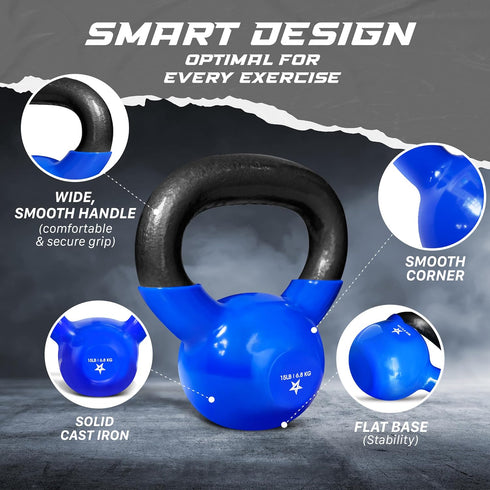 Yes4All 5-65lbs Kettlebells, Vinyl Coated Cast Iron for Dumbbell Weights, Full Body Workout Equipment, Gym & Fitness