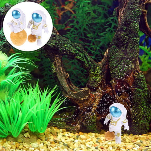 Mipcase 2pcs Fish Tank Landscaping Ornaments, Spaceman Toy Sculpture for Aquarium Decor