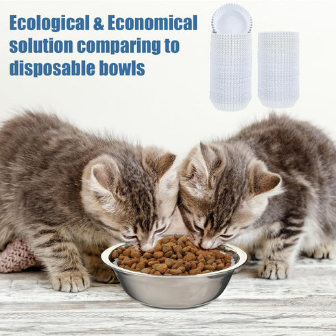 Hushee 300 Pcs PET Disposable Feeding Bowls Liner - Small Paper Bowls for Cat Food, 4 x 1.2 Inch for Small Dogs