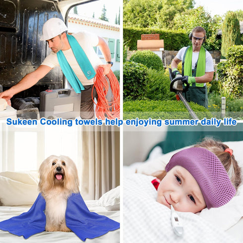 Sukeen Cooling Towel (40"x12"), Soft Breathable Microfiber Towel for Yoga, Sport, Running, Gym, 8 Pack
