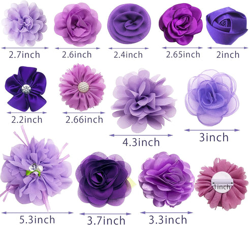 PET SHOW 12pcs Dog Collar Bows and Flowers for Girls Puppies Cats, Embellishment Decor for Small Medium Dogs