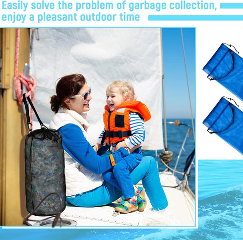 6 3 Berlune Pcs Boat Trash Bag Hoop Mesh Trash Bags, Reusable Outdoor Garbage Can Container Boat Accessories Organizer