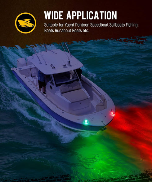 2Pcs Sailboat IP67 12V Partsam Marine Boat LED Bow Navigation Lights, Red Green Deck Port Side Starboard Sailing Signal