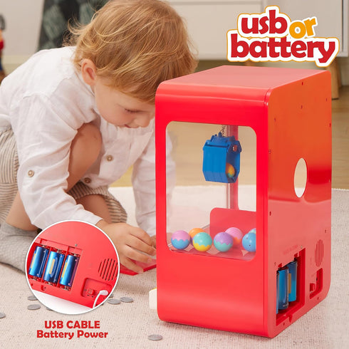 3+ JOYIN Claw Machine Arcade Toy with LED Light & Adjustable Sound, Rechargable Dispenser Toys Mini Vending Machine
