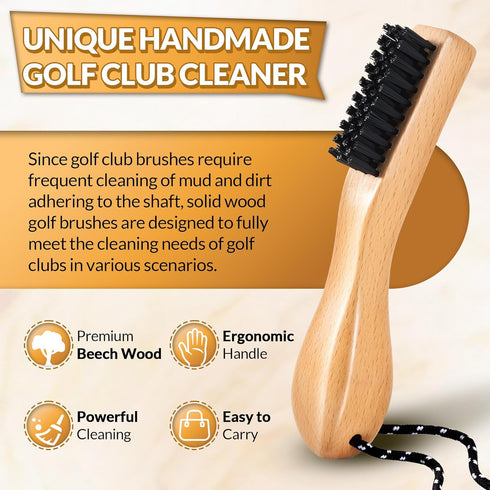 Belongtous Golf Clubs Scrub Cleaning Brush: Golf Accessories for Men Women Golfers - Nylon Bristle Beech Wood Brush