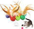 10Pcs Colorful Rainbow Flutter Balls with Feather and Bells for Indoor Outdoor Kitty Kitten Interactive Play