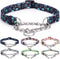 Martingale Collar, Training Dog Collar for No Pull Walking, Stainless Steel Chain Pet Collar, Flowers Design (L, Skull)