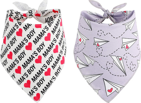 BoomBone Dog Valentines Day Bandana 2 Pack, Triangle Bibs Pet Scarf for Small Dogs, Puppy Cat