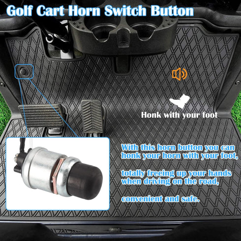 Golf Cart Horn Kit with Floor Mount Button for EZGO, Club Car, Ya-ma-ha, 12V