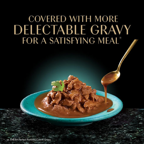 2.6 oz. Twin-Pack (24 Count, 48 Sheba Gravy Indulgence Adult Wet Cat Food, Wet Food for Cats Beef Entree in Extra