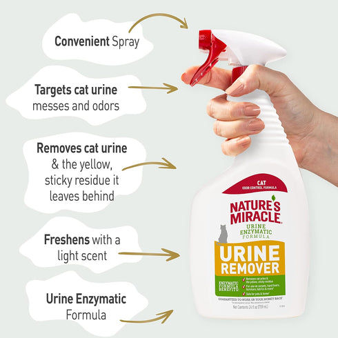Nature's Miracle Cat Urine Remover - 24 Ounces Enzymatic Formula for Effective Cleaning