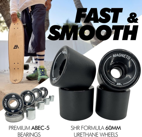 Magneto Complete Skateboard - 27.5" x 7.5" | 6-Layer Canadian Maple Double Kick Concave Deck | Kids Skateboard Cruiser