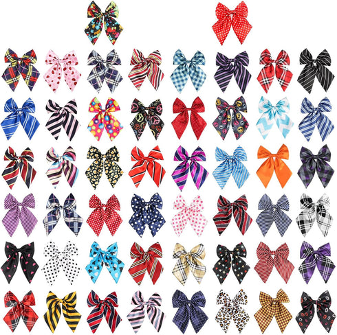 Segarty 50pcs Dog Bow Ties, Adjustable Bowtie Collars for Small Medium Dogs, Cute Neckties for Pet Grooming