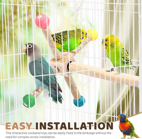 Chihutown Rotating Bird Stand Perch Toy, Natural Wood Spinning Parakeet Toy, Fun Wheel Parrot Toys for Parrot, Bird