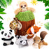 7 Pieces Dog Squeaky Toys, Hide and Seek Activity Puppy Chew Toys, Plush Woodland Friends with Squeakers