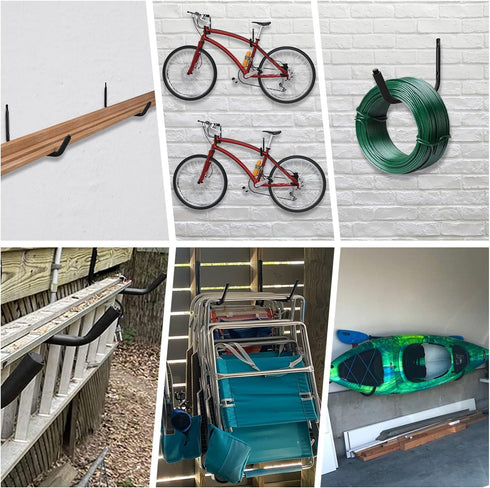 Heavy Duty Kayak Storage Racks, Jumbo Wall Hooks for Canoe, Ladder, Bicycle, Surfboard, Snowboard, Tools