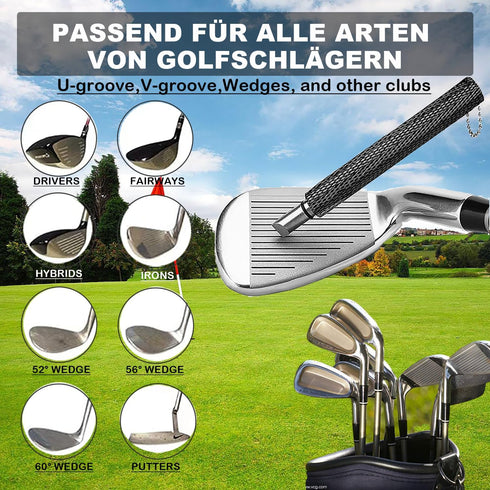 Pro Golf Club Cleaner Brush and Groove Sharpener Tool with Retainer Clip, Squeeze Bottle Holds 4 oz. Water, Golf Bag