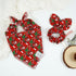 Set E-Clover Christmas Dog Bandanas & Matching Scrunchie Green Red Dog Scarf Bibs Pet Bandana with Bow Tie for Medium