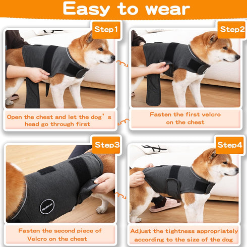 Dog Anxiety Jacket, Skin-Friendly Calming Shirt for Thunder, Fireworks, Vet Visits, Anti Anxiety Vest for Dogs