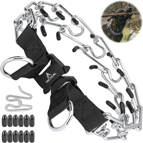 Prong Collar for Dogs - Adjustable Quick-Release Metal Buckle Pinch Collar, Stainless Steel Choker Collar (L/Neck Girth