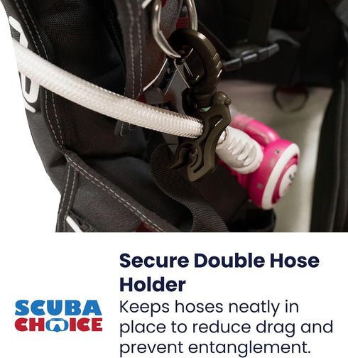 Scuba Choice Double Hose Holder Clip, Durable & Lightweight, Easy Snap-On Design for Tangle-Free Diving